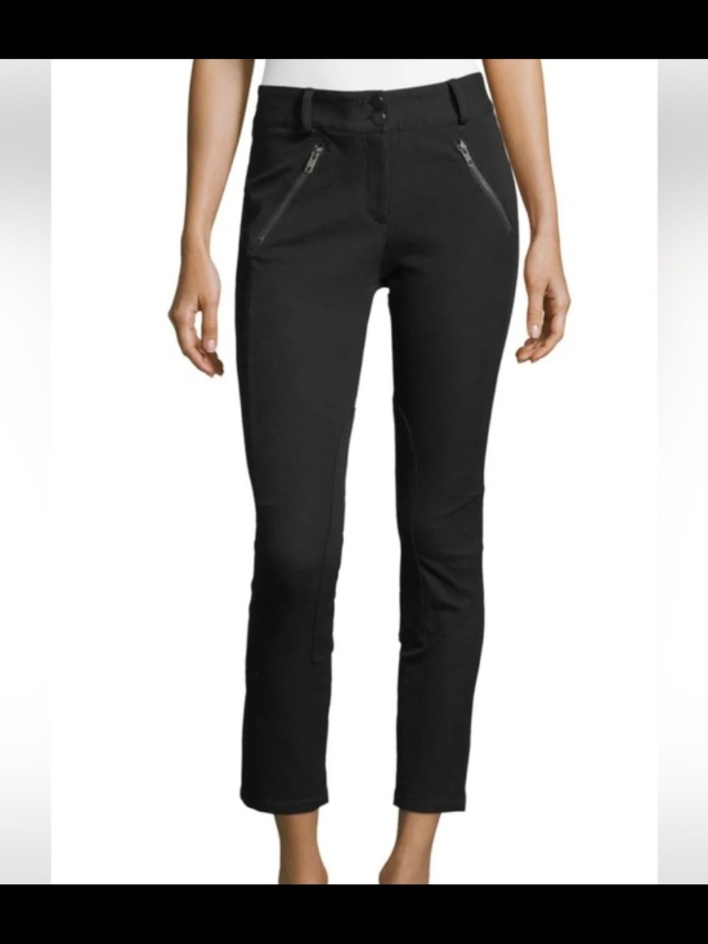 Veronica Beard Ellie Jodhpur Slim Black riding Pants angled zipper sz 4